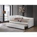 Jedda Upholstered Twin Daybed with Trundle, Sloped Back&Side Panel, White PU