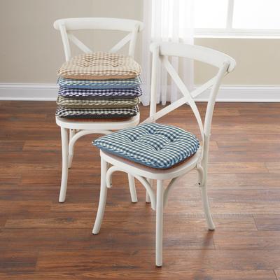 Gingham Gripper® Chair Cushion by BrylaneHome in Blue