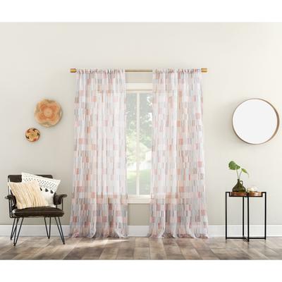 Wide Width Colby Textured Sheer Panel by BrylaneHome in Multi (Size 56