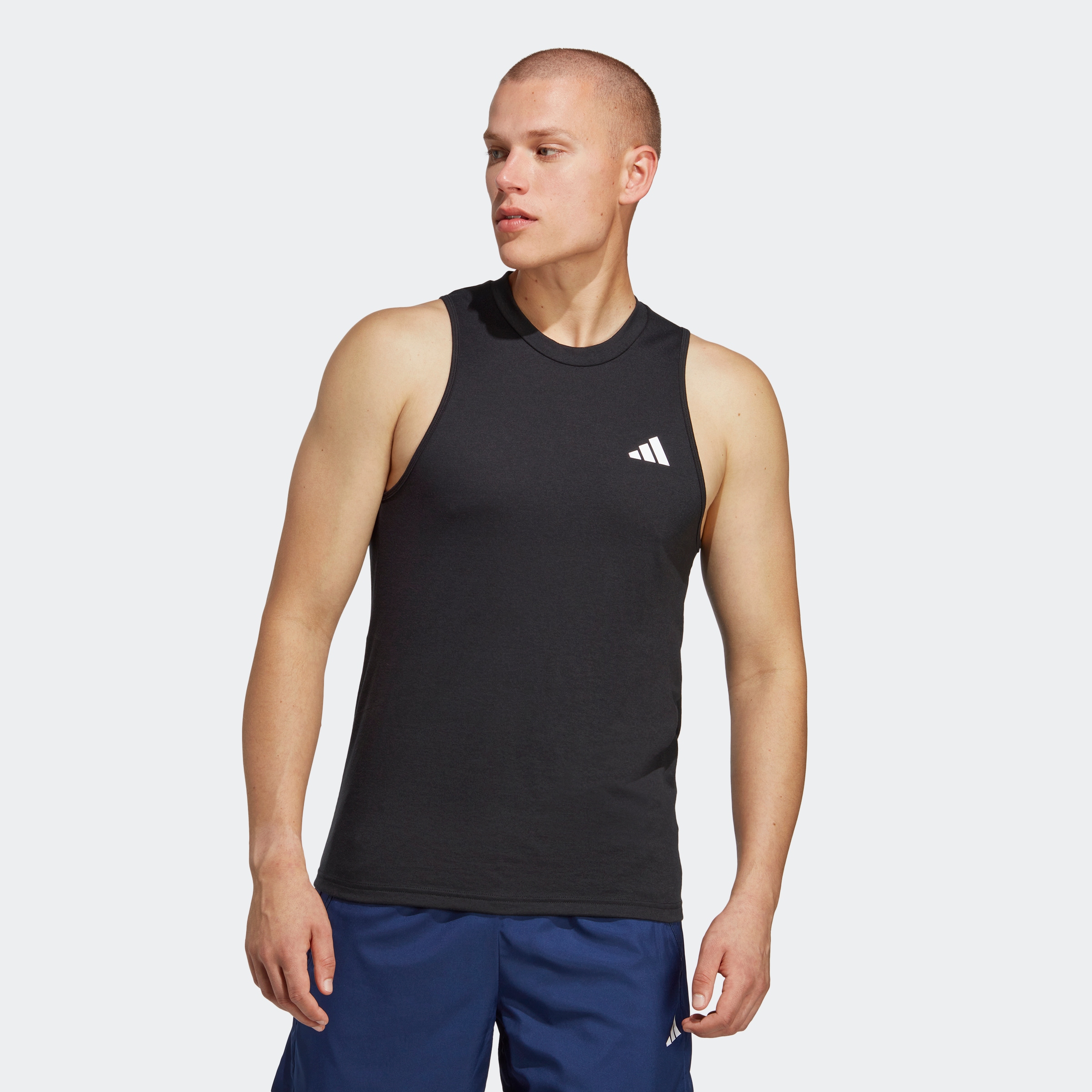 Tanktop ADIDAS PERFORMANCE "TRAIN ESSENTIALS FEELREADY TRAINING SLEEVELESS", Herren, Gr. 3XL, schwarz-weiß (schwarz, weiß), Single Jersey, Obermaterial: 70% Polyester, 30% Baumwolle, clean, tiefer Rundhals, Tops Image