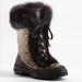 Coach Shoes | Coach Jennie Brown Op Art Logo Boots With Rabbit Fur Trim Sz 6.5 | Color: Brown/Cream | Size: 6.5