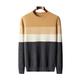 keusyoi 100% Cashmere Sweater Men's Crewneck Pullover Winter Patchwork Tops Casual Knit Tops Fashion Jumpers