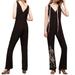 Anthropologie Pants & Jumpsuits | Anthropologie Hd In Paris Tal Embroidered Black Jumpsuit V Neck Size 2 | Color: Black | Size: 2