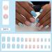 Medium-Style Artificial Nails Classic Square Head Fake Nails For Women Solid Sky Blue False Nails Diamante Fake Nails With Shiny Glitter 24Pcs Full Cover Manicure Nails Set