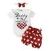 KIMI BEAR Newborn Baby Girls Outfits 9 Months Newborn Girls Summer Outfits 12 Months Newborn Girls DADDY S GIRL Letter Print Short Sleeve Romper + Heart Print Shorts + Headband 3PCs Set Red