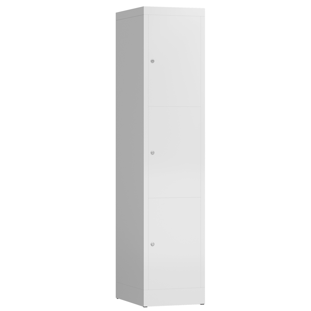 ClassiX Schließfachschrank, 1 Abteil, 3 Fächer, 1800 x 415 x 500 mm, signalweiß Image