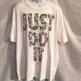 Nike Shirts | Nike Just Do It Shoe Design Emblems Athletic Cut Tee Shirt | Color: White | Size: Xxl