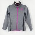 The North Face Jackets & Coats | North Face Banderitas Fleece Knit Full Zip Jacket Sz L Girls Gray Pink Logo | Color: Pink | Size: Lg