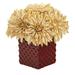 Nearly Natural 11in. Dahlia Artificial Arrangement in Red Ceramic Cube