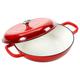 COOKWIN Cast Iron Casserole Braiser,3.8 L Enameled Cast Iron Pan,Heavy Duty Casserole Skillet with Lid and Dual Handles,Porcelain Surface Casserole Dish with Lid,Dutch Oven Gifts for Family,Red