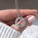 Huitan – collier à pendentif en forme de cercle pour femmes avec Marquise en zircone cubique