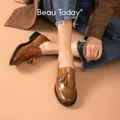 BeauToday – mocassins à franges en cuir de veau véritable pour femme chaussures Brogues à bout rond