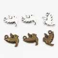 14x10mm 30 pièces Antique argent plaqué Bronze plaqué oiseau fait main pendentif à breloques: