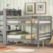 Grey Full Over Full Bunk Beds Bookcase Headboard Solid Wood Bed Frame