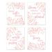 Sweet Jojo Designs Botanical 4 Piece Set Paper Print in Pink/White | 10 H x 8 W x 0.1 D in | Wayfair 4P-Prints-Botanical-PK