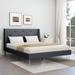 Mondern Design Queen Size Upholstered Bed with Metal Slat Support
