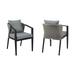 Armen Living Palma Outdoor Patio Dining Chairs in Aluminum and Wicker with Grey Cushions - Set of 2