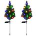 Jlong 2PCS Solar Garden Lights Christmas Tree Outdoor Decorations Small LED Solar Path Lights Prelit Solar Stake Yard Lights for Patio Courtyard Lawn Xmas Ornaments