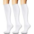 1/2/3 Pairs Compression Stocking Women Men Blood Circulation Promotion Slimming Compression Socks Anti-Fatigue Running Travel Sport Socks(3 Pairs White S/M)