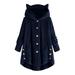 Womens Cardigan Sweaters faux Leather Jacket Women Women s Keep Warm Cardigan Hoodies Ears Irregular Plush Solid Hooded Coat Tops Cardigan for Women Womens Coat Blue 4XL