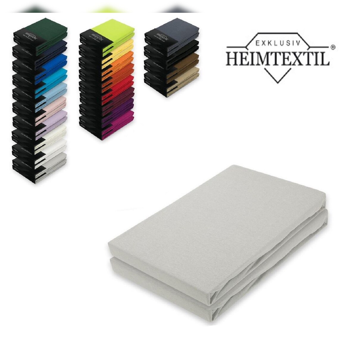 EXKLUSIV HEIMTEXTIL Doppelpack Jersey Spannbettlaken Premium Silber 120 x 200 cm Image