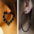 Free People Jewelry | 2/$30 Two Free People Black Hoop Earrings Set | Color: Black | Size: Os