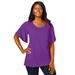 Plus Size Women's Stretch Knit Flutter Sleeve Tunic by Jessica London in Purple Orchid (Size M)