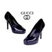 Gucci Shoes | Gucci Vernice Crystal Marine Patent Leather 'Tile' Mid-Heel Square-Toe 247165 | Color: Blue | Size: 39 1/2