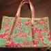 Lilly Pulitzer Bags | Lilly Pulitzer Tote Bag Sequin Handle Orchard Pink Spike The Punch Pineapples | Color: Green/Pink | Size: Os