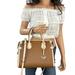 Michael Kors Bags | Michael Kors Mercer Medium Satchel Shoulder Leather Bag Luggage Multi | Color: Brown/Cream | Size: Os