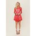 Free People Dresses | Free People Floral Mesh Lace Dress | Red | Size 4 | Color: Red | Size: 4