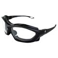 Birdz Eyewear Canopy Padded Motorcycle Sunglasses Riding Safety Glasses ANSI Z87.1 Convertible to Goggles Black Frame (Black-Clear)