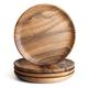 AOOSY Wooden Dinner Plates,6 Inch Round Wood Plates Set of 4, Acacia Wooden Plates Round Tray Easy Cleaning Lightweight Serving Platter for Food Dessert Salad Plate Fruit Platters