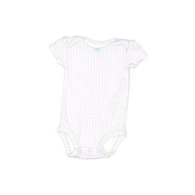 Carter's Short Sleeve Onesie: Purple Print Bottoms - Size Newborn