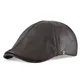 VOBOOM-Casquette plate en cuir pour homme chapeau de taxi marron noir lierre doux lisse