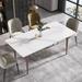 70.87'' Modern Artificial Stone White Straight Edge Metal Leg Dining Table -8 People