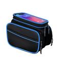 EUBUY Bike Frame Bag Bike Phone Mount Holder Waterproof Handlebar Bag Double Pouch Design with Removable Bike Cell Phone Holder Compatible with iPhone 11 XS Max XR Fit 6.5 Inch or Smaller Black Blue