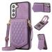 Case for Samsung Galaxy S22 6.1 2022 Allytech Detachable Crossbody Strap Flip PU Leather Magnetic Button RFID Blocking Purse Wallet Stand Case for Samsung S22 Purple