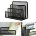 Small Letter Sorter Desktop File Holder Organizer Metal Mesh with 3 Vertical Upright Compartments (1Pack Black)