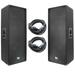 Seismic Audio Pair of Dual 15 DJ Speakers and 35 Speaker Cables - Dual 15 Band Loudspeakers - SA-155T-PKG22