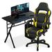 Inbox Zero 39.5" Computer Desk & Chair Rotable w/ Wheels Wood/Metal in Yellow/Black | 30 H x 39.5 W x 23.5 D in | Wayfair