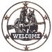 Union Rustic Metal Brown Western Star Horses w/ Fence Welcome Circle Sign Hanging Wall Décor Metal | 23 H x 23 W x 0.5 D in | Wayfair