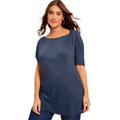 Plus Size Women's Twist Shoulder Tee by June+Vie in Navy (Size 10/12)