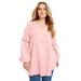 Plus Size Women's Crochet-Sleeve Popover Tunic by June+Vie in Soft Blush (Size 26/28)
