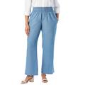 Plus Size Women's Chambray Wide Leg Pant by Jessica London in Light Wash (Size 14 W)