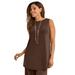 Plus Size Women's Knit Tunic Tank by The London Collection in Chocolate (Size 22/24) Wrinkle Resistant Stretch Knit Long Shirt