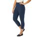 Plus Size Women's Stretch Cotton Cuff-Button Capri Legging by Jessica London in Navy (Size M)