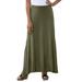 Plus Size Women's Everyday Stretch Knit Maxi Skirt by Jessica London in Dark Olive Green (Size 18/20) Soft & Lightweight Long Length