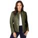 Plus Size Women's Zip Front Leather Jacket by Jessica London in Dark Olive Green (Size 26 W)