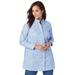 Plus Size Women's Stretch Poplin Tunic by Jessica London in French Blue Plaid Patchwork (Size 12) Long Button Down Shirt